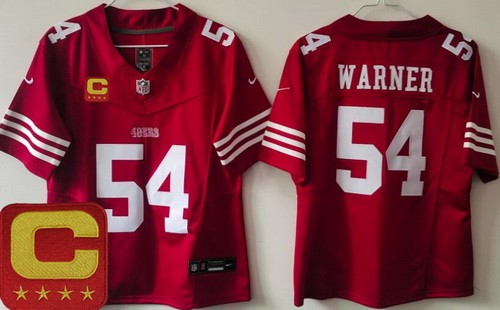 Women's San Francisco 49ers #54 Fred Warner Limited Red C Patch FUSE Vapor Jersey