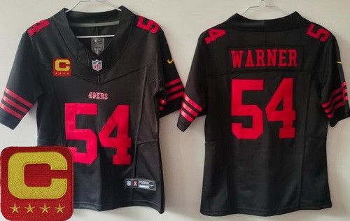 Women's San Francisco 49ers #54 Fred Warner Limited Black C Patch FUSE Vapor Jersey