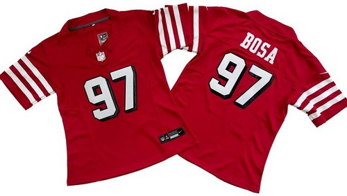 Women's San Francisco 49ers #97 Nick Bosa Limited Red Throwback FUSE Vapor Jersey