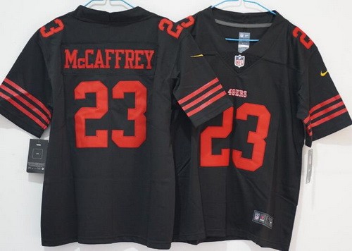 Women's San Francisco 49ers #23 Christian McCaffrey Limited Black Vapor Jersey