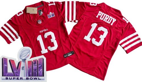 Women's San Francisco 49ers #13 Brock Purdy Limited Red LVIII Super Bowl FUSE Vapor Jersey