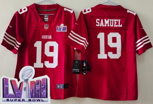 Women's San Francisco 49ers #19 Deebo Samuel Limited Red LVIII Super Bowl Vapor Jersey