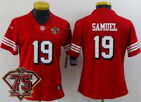 Women's San Francisco 49ers #19 Deebo Samuel Limited Red 75th Anniversary Alternate Vapor Jersey