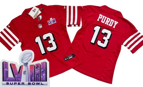 Women's San Francisco 49ers #13 Brock Purdy Limited Red Throwback LVIII Super Bowl FUSE Vapor Jersey