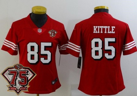 Women's San Francisco 49ers #85 George Kittle Limited Red 75th Anniversary Alternate Vapor Jersey