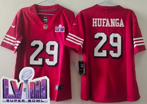 Women's San Francisco 49ers #29 Talanoa Hufanga Limited Red Alternate LVIII Super Bowl Vapor Jersey