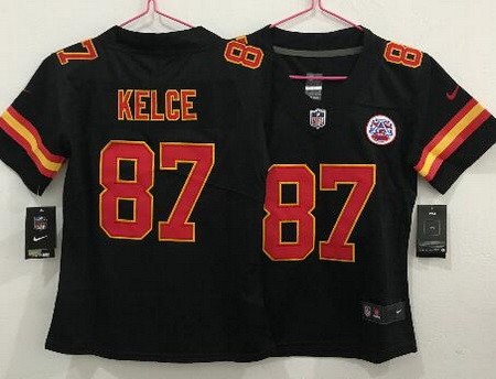 Women's Kansas City Chiefs #87 Travis Kelce Limited Black Vapor Untouchable Jersey