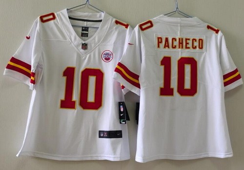 Women's Kansas City Chiefs #10 Isiah Pacheco Limited White Vapor Jersey