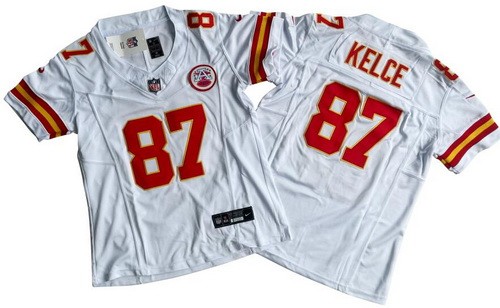 Women's Kansas City Chiefs #87 Travis Kelce Limited White FUSE Vapor Jersey