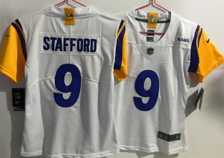 Women's Los Angeles Rams #9 Matthew Stafford Limited White Alternate Vapor Jersey