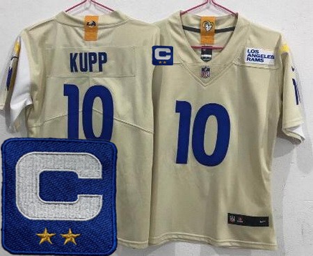 Women's Los Angeles Rams #10 Cooper Kupp Limited Bone C Patch Vapor Jersey