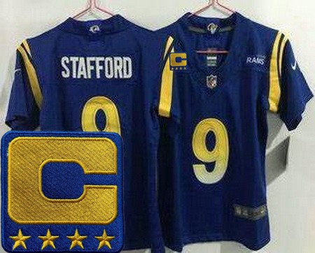 Women's Los Angeles Rams #9 Matthew Stafford Limited Royal C Patch Vapor Jersey