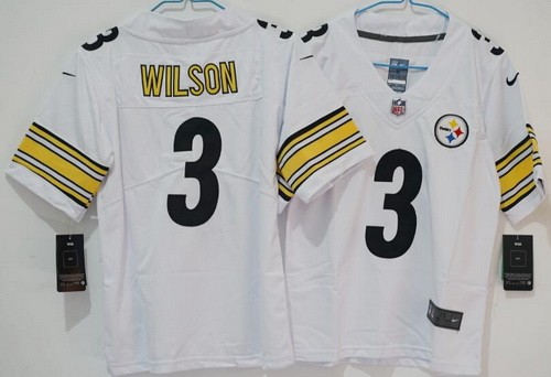 Women's Pittsburgh Steelers #3 Russell Wilson Limited White Vapor Jersey