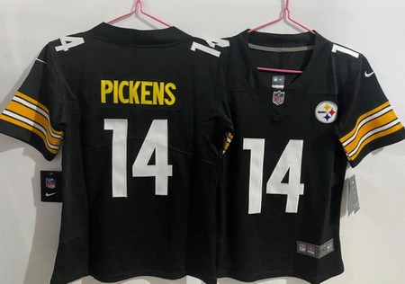 Women's Pittsburgh Steelers #14 George Pickens Limited Black Vapor Jersey