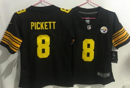 Women's Pittsburgh Steelers #8 Kenny Pickett Limited Black Throwback Vapor Jersey