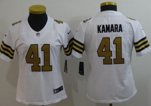 Women's New Orleans Saints #41 Alvin Kamara Limited White Rush Jersey