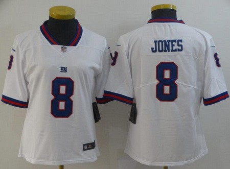 Women's New York Giants #8 Daniel Jones Limited White Rush Jersey