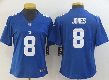 Women's New York Giants #8 Daniel Jones Limited Blue Vapor Untouchable Jersey