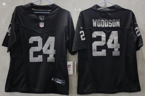 Women's Las Vegas Raiders #24 Charles Woodson Limited Black FUSE Vapor Jersey