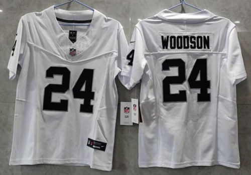 Women's Las Vegas Raiders #24 Charles Woodson Limited White FUSE Vapor Jersey