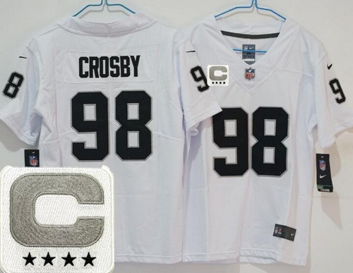 Women's Las Vegas Raiders #98 Maxx Crosby Limited White C Patch Vapor Jersey