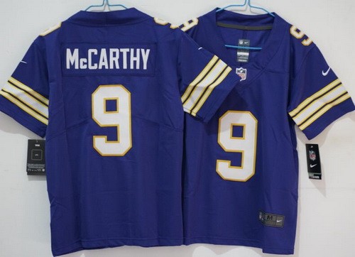 Women's Minnesota Vikings #9 JJ McCarthy Limited Purple Classic Vapor Jersey