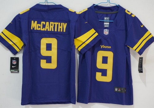 Women's Minnesota Vikings #9 JJ McCarthy Limited Purple Throwback Vapor Jersey