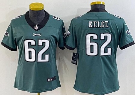 Women's Philadelphia Eagles #62 Jason Kelce Limited Green Vapor Jersey