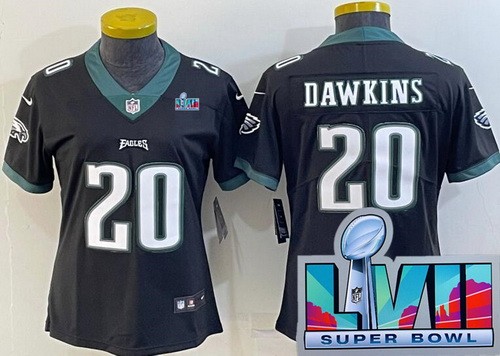 Women's Philadelphia Eagles #20 Brian Dawkins Limited Black Super Bowl LVII Vapor Jersey