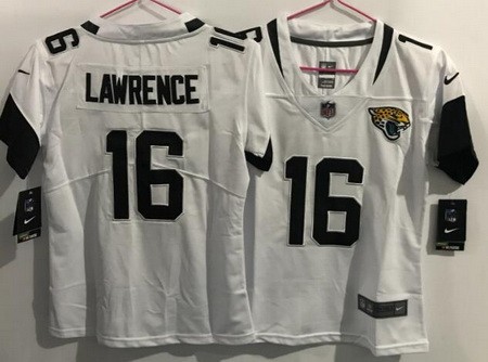 Women's Jacksonville Jaguars #16 Trevor Lawrence Limited White Vapor Jersey