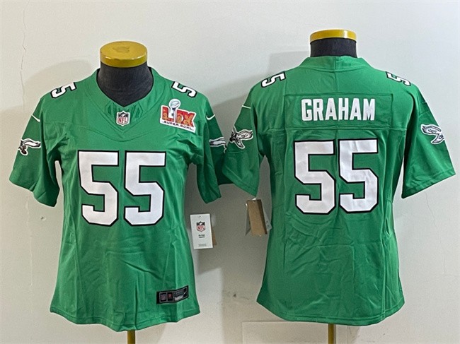 Youth Philadelphia Eagles #55 Brandon Graham Green 2025 Super Bowl LIX Patch F.U.S.E. Throwback Vapor Untouchable Limited Stitched Football Jersey