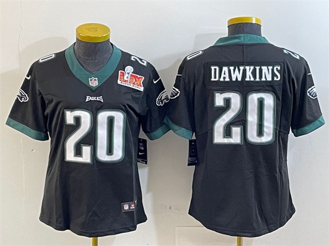 Youth Philadelphia Eagles #20 Brian Dawkins Black 2025 Super Bowl LIX Patch Vapor Untouchable Limited Stitched Football Jersey