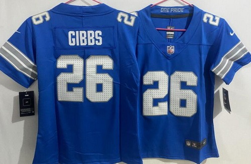 Women's Detroit Lions #26 Jahmyr Gibbs Limited Blue Vapor Jersey