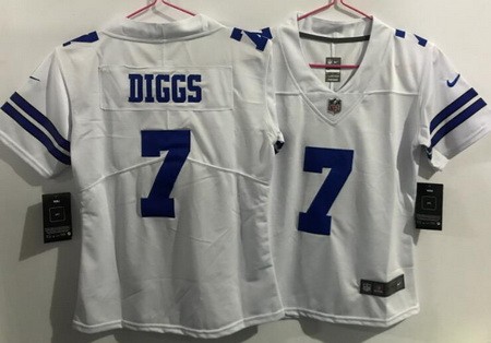 Women's Dallas Cowboys #7 Trevon Diggs Limited White Vapor Jersey