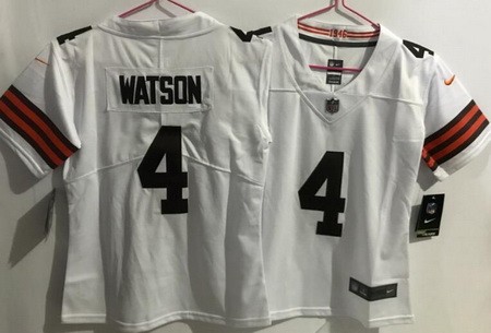 Women's Cleveland Browns #4 Deshaun Watson Limited White Vapor Jersey