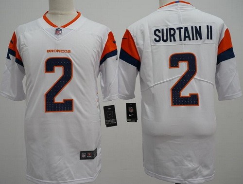 Women's Denver Broncos #2 Patrick Surtain II Limited White Vapor Jersey