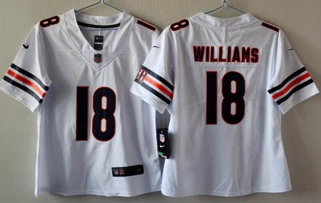 Women's Chicago Bears #18 Caleb Williams Limited White Vapor Jersey