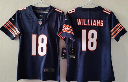 Women's Chicago Bears #18 Caleb Williams Limited Navy Vapor Jersey