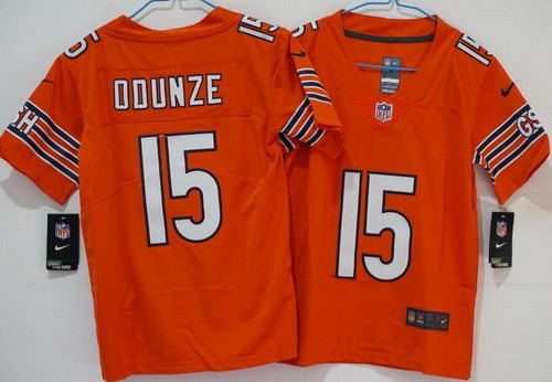 Women's Chicago Bears #15 Rome Odunze Limited Orange Vapor Jersey