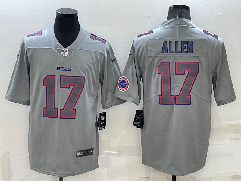 Women's Buffalo Bills #17 Josh Allen Grey With Patch Atmosphere Fashion Stitched Jersey