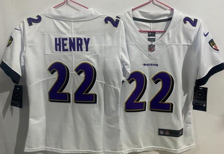 Women's Baltimore Ravens #22 Derrick Henry Limited White Vapor Jersey