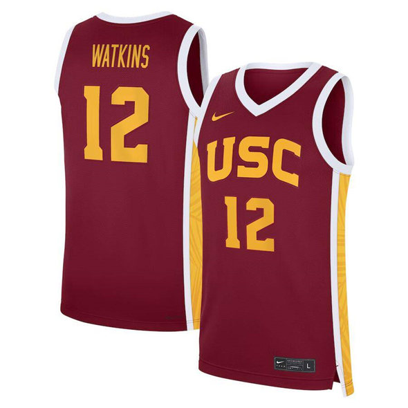 Men's USC Trojans #12 JuJu Watkins Cardinal Stitched Jersey