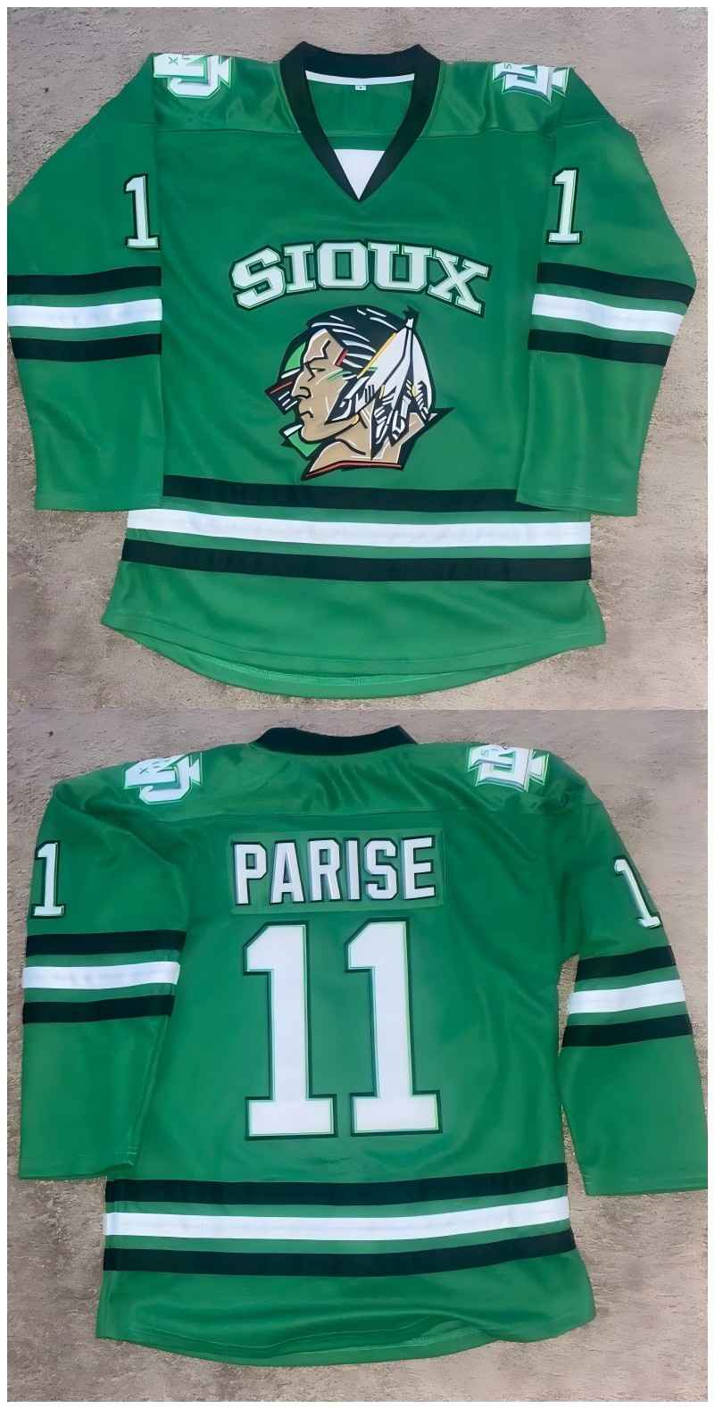 Custom Men's North Dakota Fighting Hawks Green Stitched Jersey