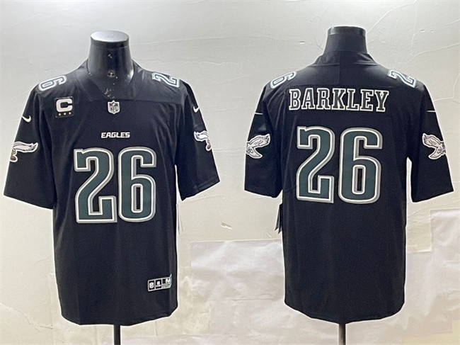 Men's Philadelphia Eagles #26 Saquon Barkley Black Fashion With 3-star C Patch Vapor Untouchable Limited Stitched Football Jersey