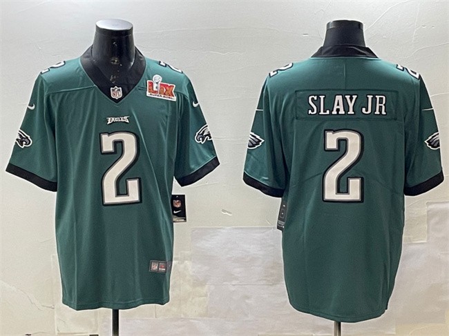 Men's Philadelphia Eagles #2 Darius Slay Jr. Green 2025 Super Bowl LIX Patch Vapor Untouchable Limited Stitched Football Jersey