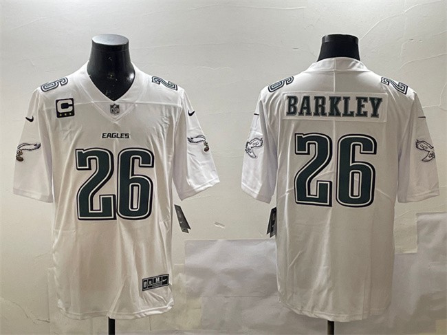 Men's Philadelphia Eagles #26 Saquon Barkley White Fashion With 3-star C Patch Vapor Untouchable Limited Stitched Football Jersey