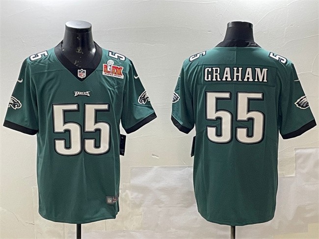 Men's Philadelphia Eagles #55 Brandon Graham Green 2025 Super Bowl LIX Patch Vapor Untouchable Limited Stitched Football Jersey