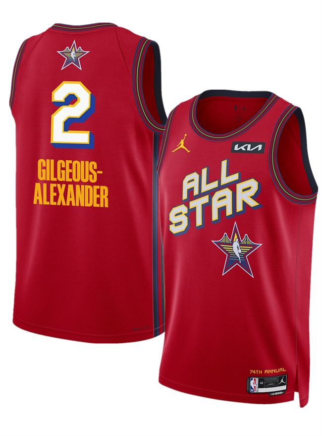 Men's 2025 All-Star #2 Shai Gilgeous-Alexander Red Stitched Basketball Jersey