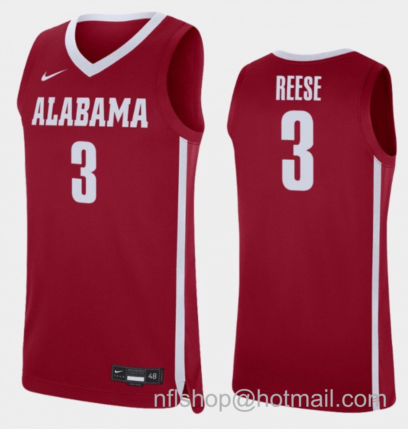 Men's Alabama Crimson Tide Alex Reese College Basketball Replica Crimson #3 Stitched Jersey