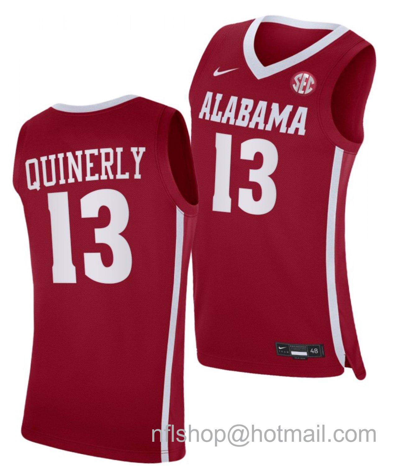 Men's Alabama Crimson Tide Jahvon Quinerly College Basketball Crimson #13 Stitched Jersey